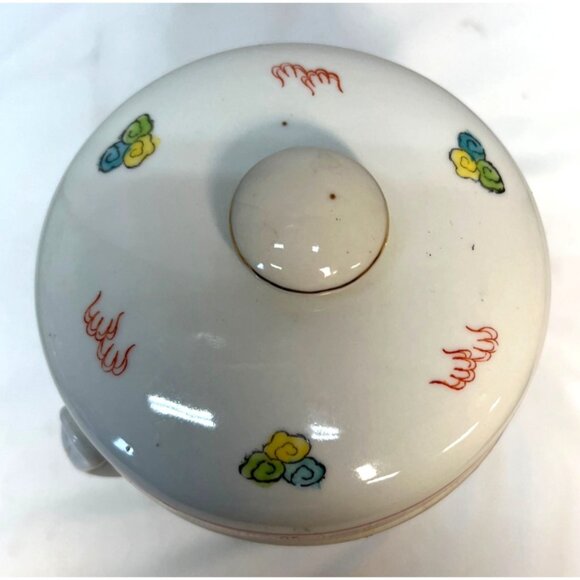 Vintage Chinese Double lid Hand Painted Dragon Phoenix Tea Caddy Satsuma - Picture 5 of 8